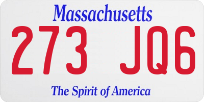 MA license plate 273JQ6