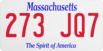 MA license plate 273JQ7