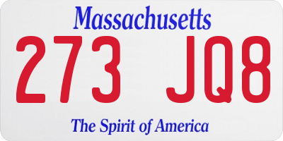 MA license plate 273JQ8