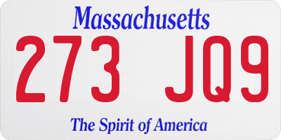 MA license plate 273JQ9