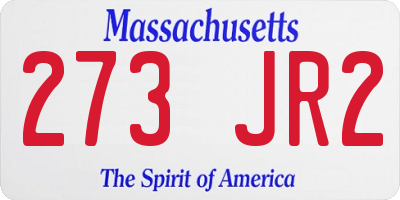 MA license plate 273JR2