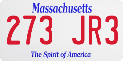 MA license plate 273JR3