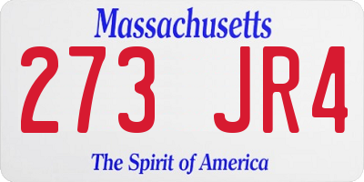 MA license plate 273JR4