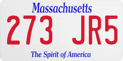 MA license plate 273JR5