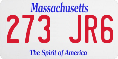MA license plate 273JR6