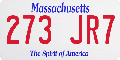 MA license plate 273JR7