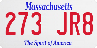MA license plate 273JR8