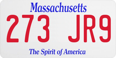 MA license plate 273JR9