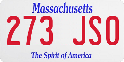 MA license plate 273JS0