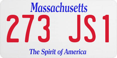 MA license plate 273JS1