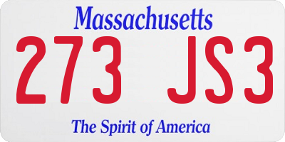 MA license plate 273JS3