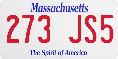 MA license plate 273JS5