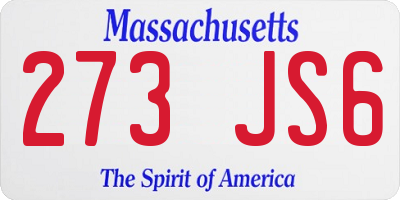 MA license plate 273JS6