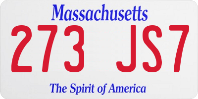 MA license plate 273JS7