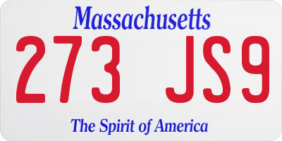 MA license plate 273JS9