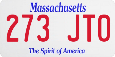 MA license plate 273JT0