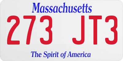 MA license plate 273JT3