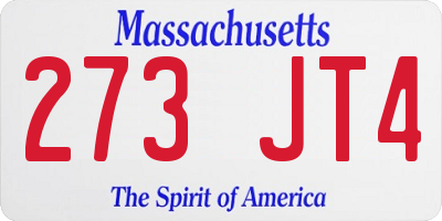 MA license plate 273JT4