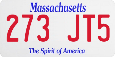 MA license plate 273JT5