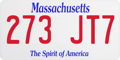 MA license plate 273JT7