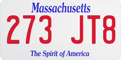 MA license plate 273JT8
