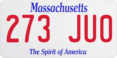 MA license plate 273JU0