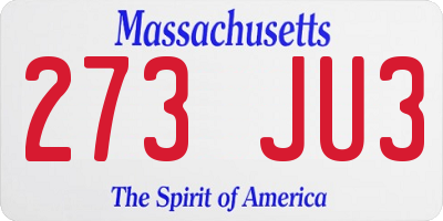 MA license plate 273JU3