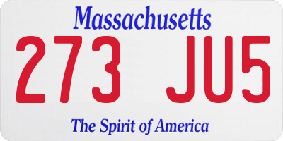 MA license plate 273JU5
