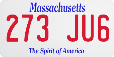 MA license plate 273JU6