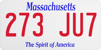 MA license plate 273JU7