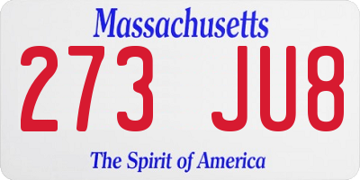 MA license plate 273JU8