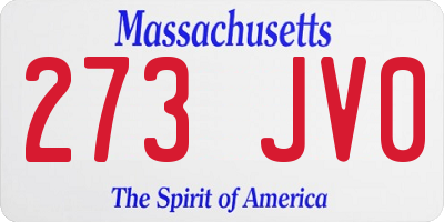 MA license plate 273JV0