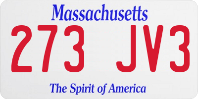 MA license plate 273JV3