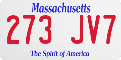 MA license plate 273JV7