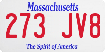 MA license plate 273JV8