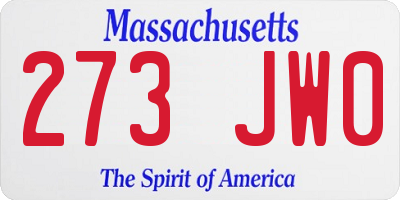 MA license plate 273JW0