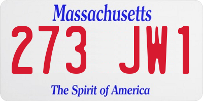 MA license plate 273JW1