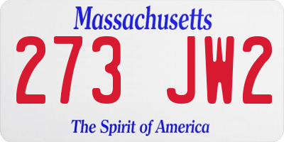MA license plate 273JW2