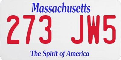 MA license plate 273JW5