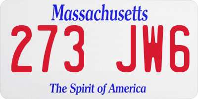 MA license plate 273JW6