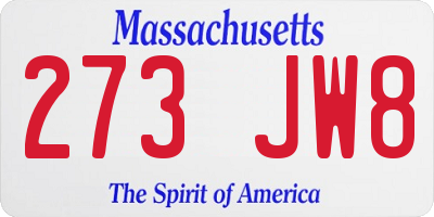 MA license plate 273JW8