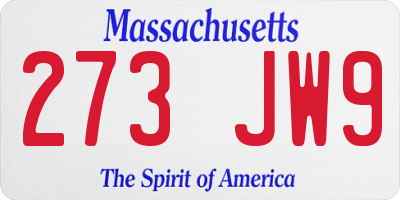 MA license plate 273JW9
