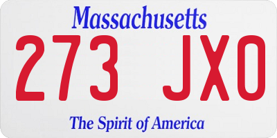 MA license plate 273JX0