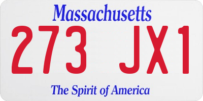 MA license plate 273JX1