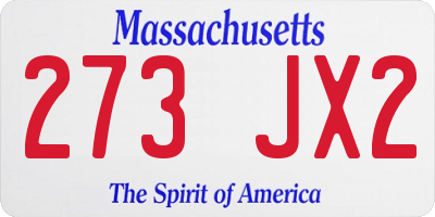 MA license plate 273JX2