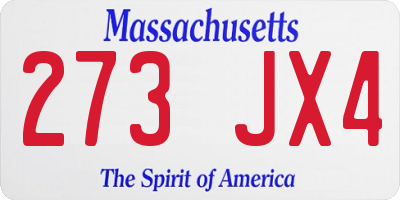 MA license plate 273JX4