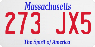 MA license plate 273JX5