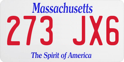 MA license plate 273JX6