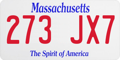 MA license plate 273JX7