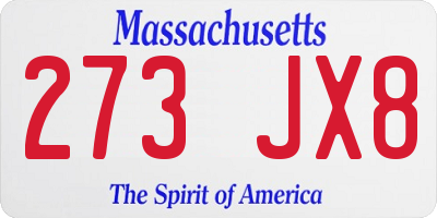MA license plate 273JX8